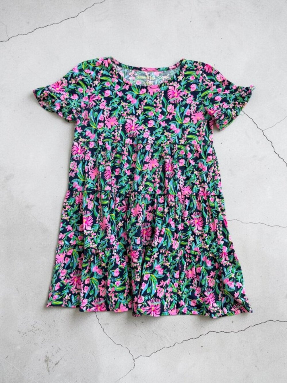 LILLY PULITZER Floral Blue Pink Dress Size Small (4-5)